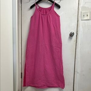 Pink Sleeveless Maxi Dress 2 side Pockets